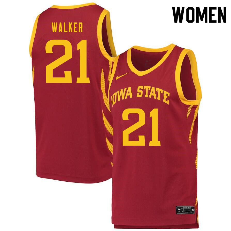 Women #21 Jaden Walker Iowa State Cyclones College Basketball Jerseys Sale-Cardinal - Click Image to Close